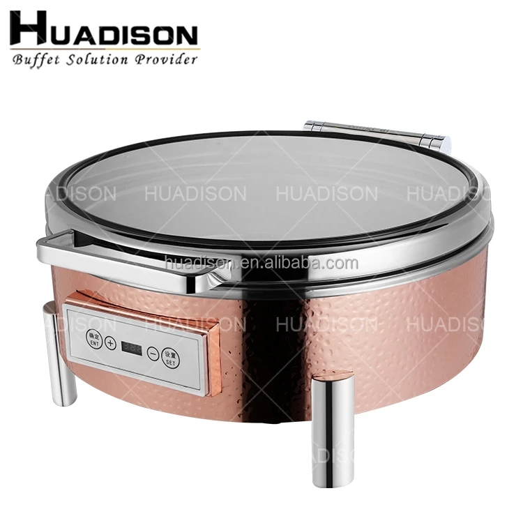 Huadison arabic hotel buffet chafing dish electric heater rose gold chafing dish buffet set luxury