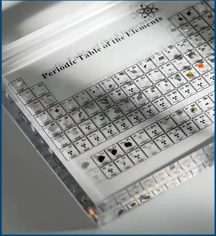 The periodic table of chemical elements With Real Elements Inside Acrylic Display Racks For Students Teachers Gifts