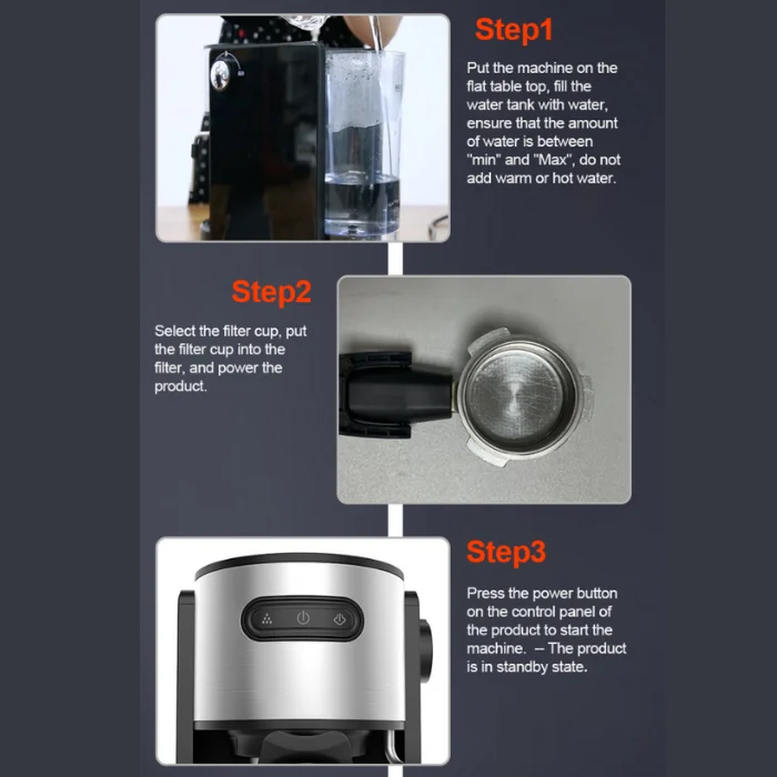 2022  new products Espresso coffee maker machine, 15 bar or 20 bar pump, Semi-automatic, efficient therm block heating system