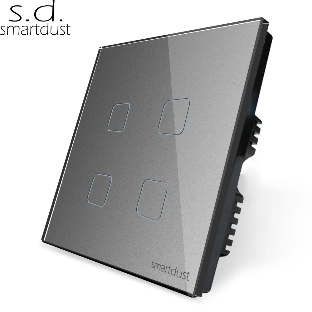 Smartdust UK закаленная стеклянная панель Tuya SmartLife с Wi-Fi освещение стены сенсорный Умный переключатель 4 банды