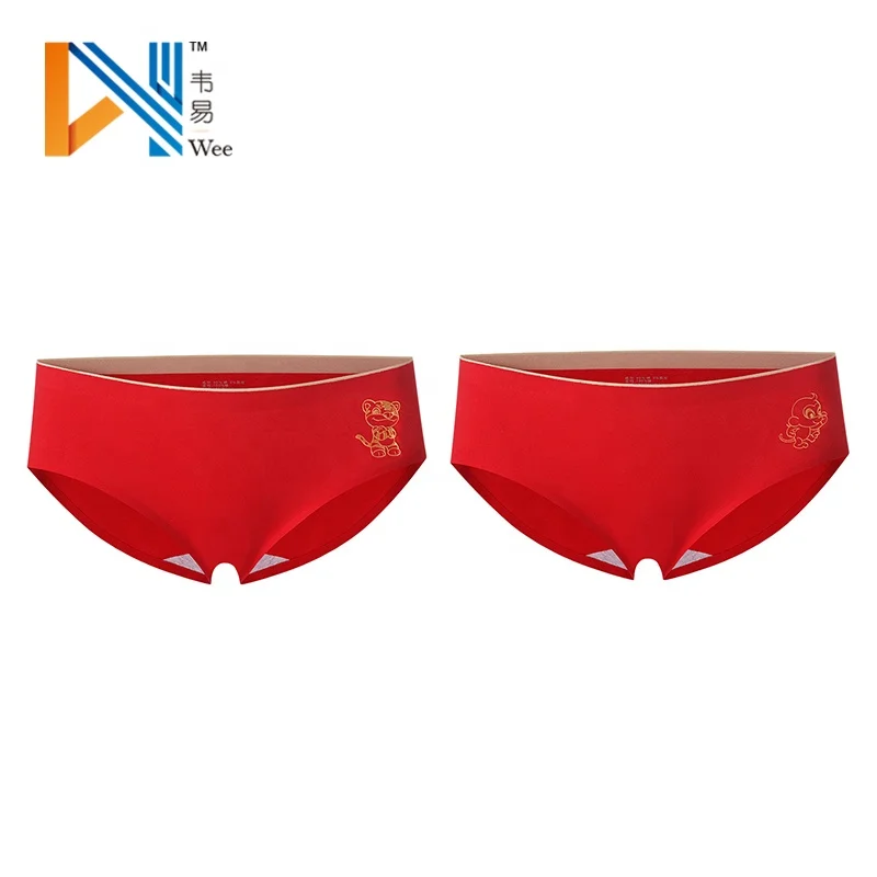 2020 latest ladies red knickers Chinese zodiac design printing underwear fancy panties cotton woman