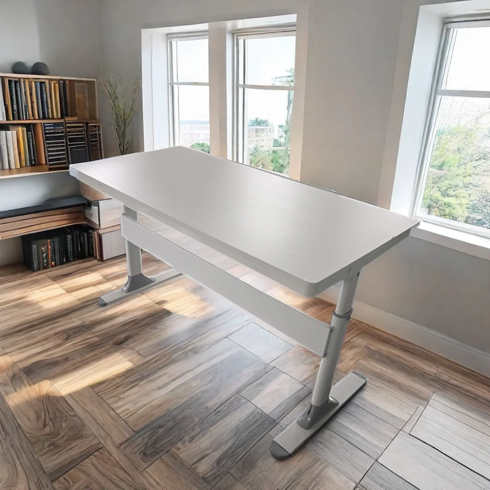 A multifunctional office desk with adjustable height and tilting angle for studying and studying