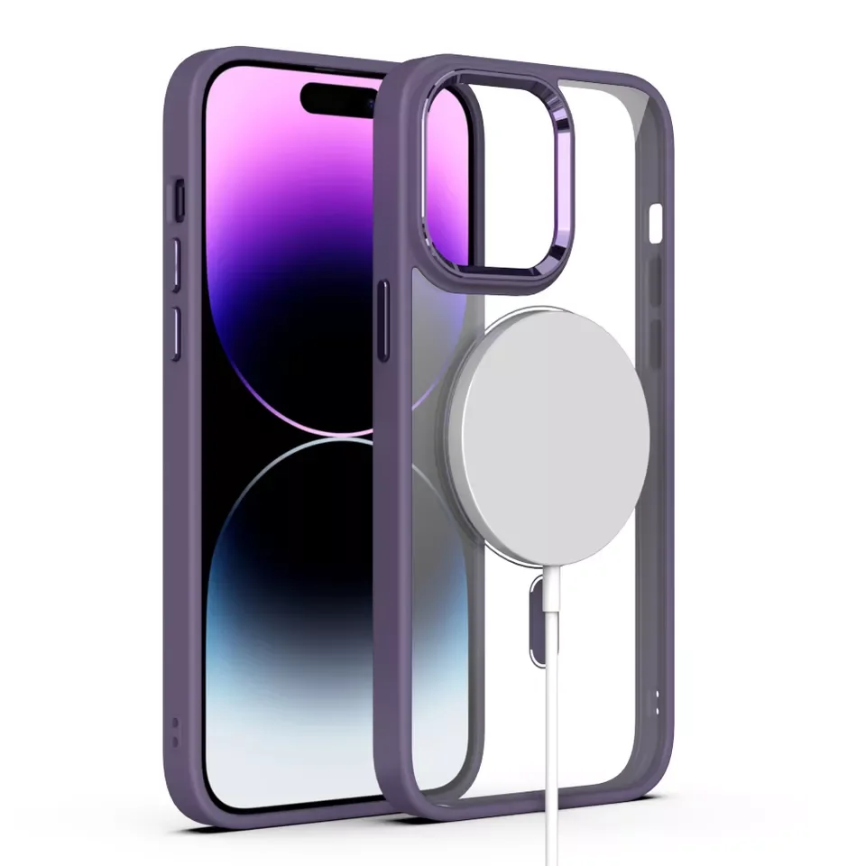 New Arrival Deep Purple TPU PC back cover Wireless Charging Magnet Mobile Phone Case for iphone 14 Pro Max