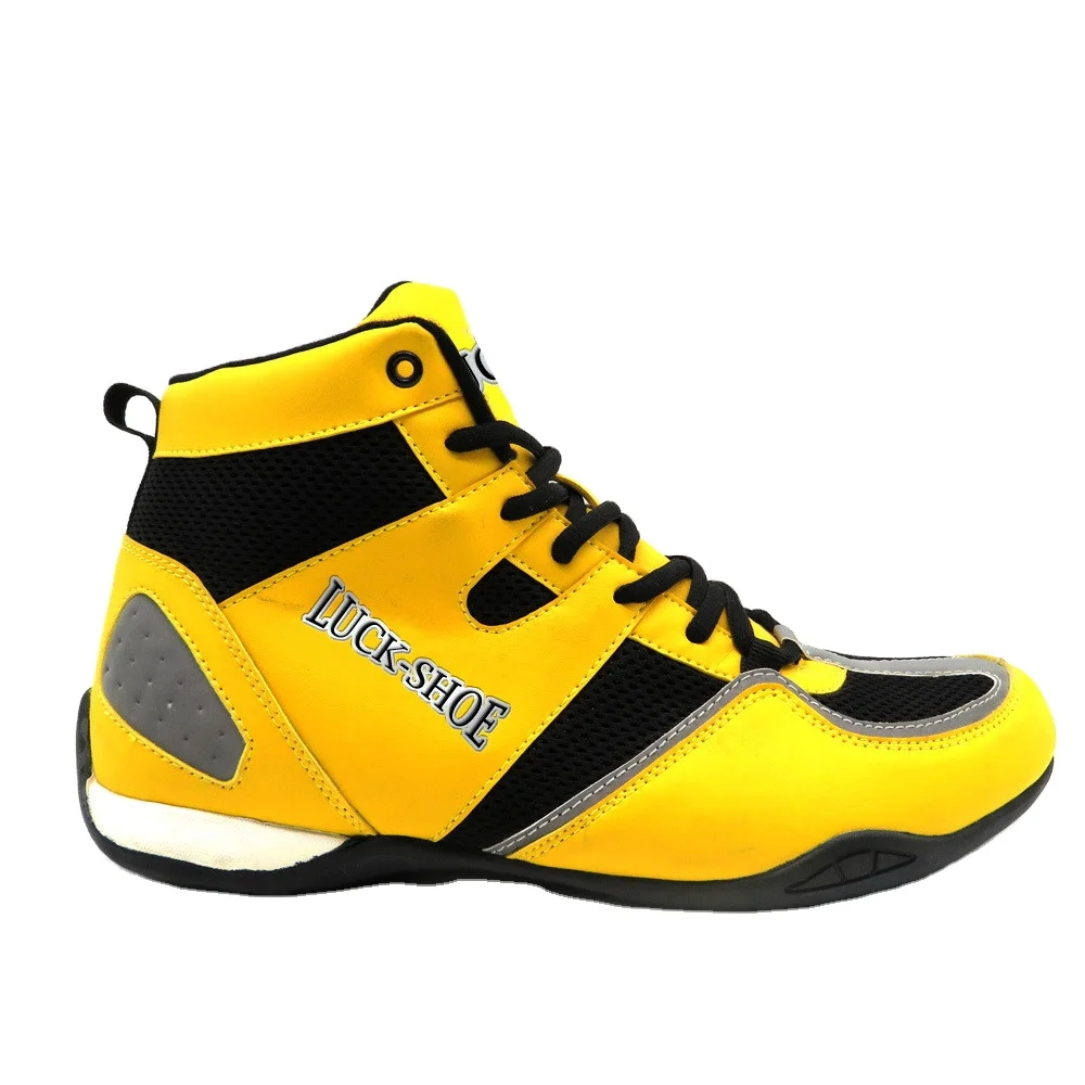 YELLOW BOXING SHOES PROFESSIONAL BOXING BOOTS FOR MEN GYM MMA BOOTS