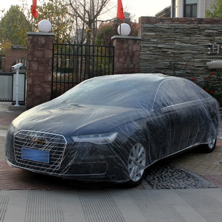 dust proof wholesale parking free sample transparent universal disposable car cover plastic