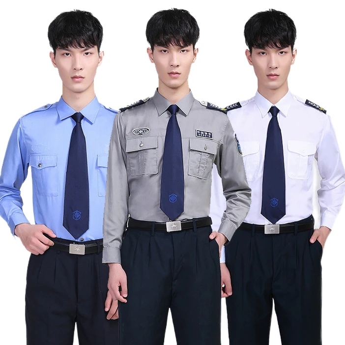Wholesale best restaurant doorman custom logo guard mens white security uniform shirt