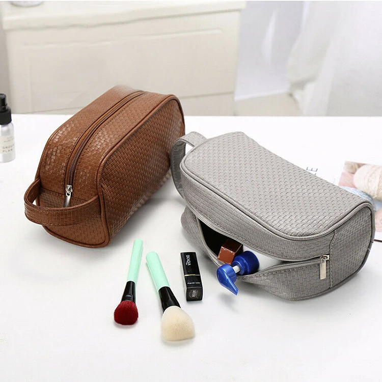 Large PU Leather  Men Makeup Cosmetic Bag Toiletry Kit High Quality PU Leather Men Wash Bag
