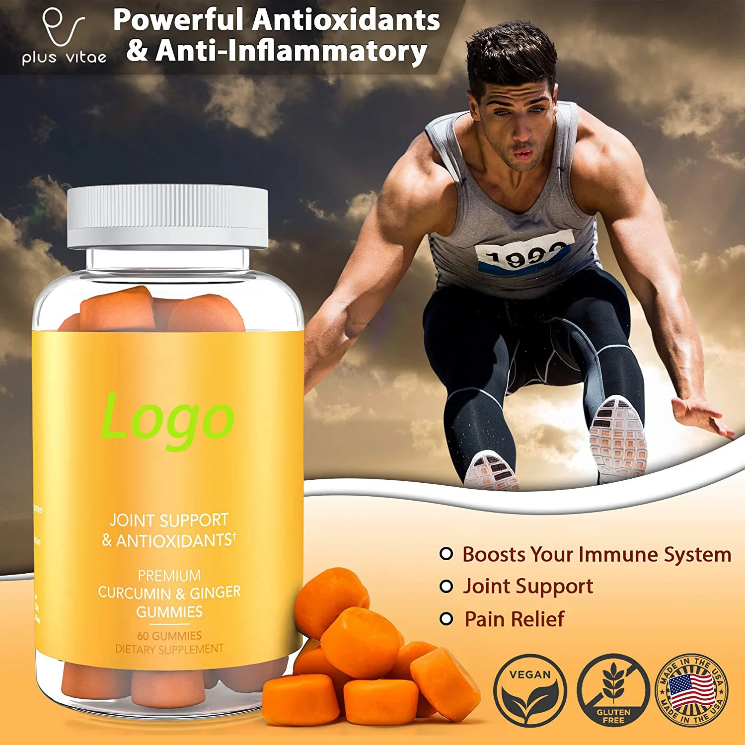 Supplement Curcumin Free Ginger Sugar Vegan Pectin OEM/ODM