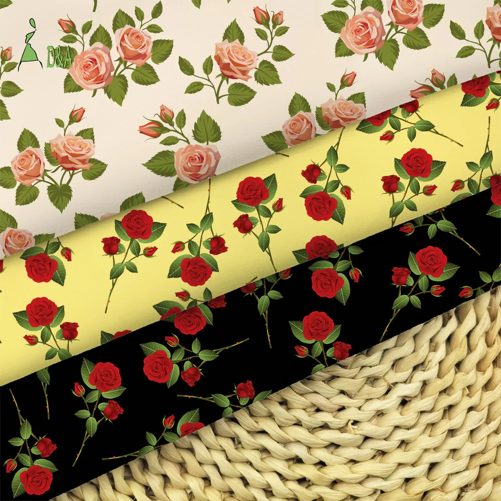 Colorful Small Roses Floral Printed Cotton Fabric Light Woven 100% Cotton Fabric And Textile For Garment