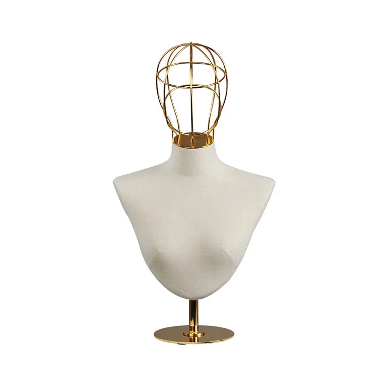 
Model Female Chest Piece Necklace Shirt Dummy Table Adjustable Half Body Props Hollow Metal Head Mannequin 