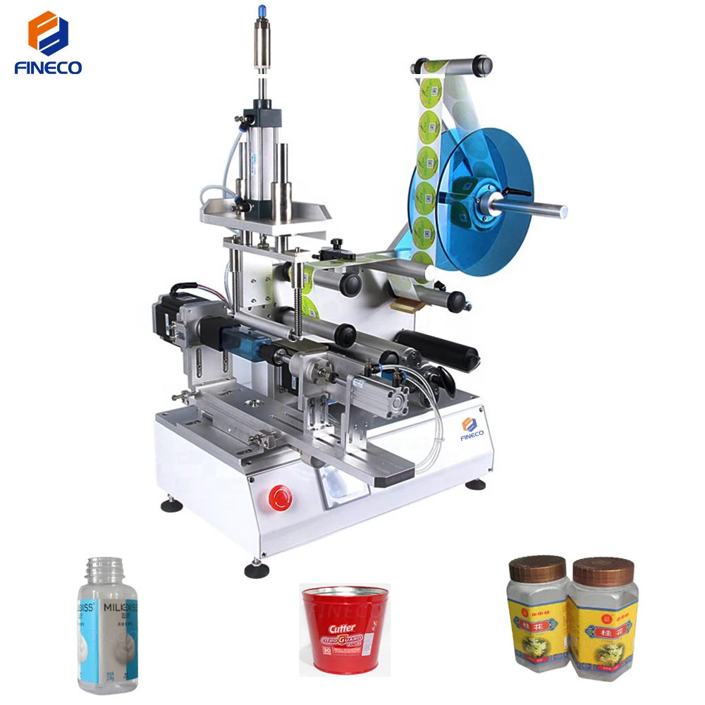 FINECO Round Bottle Square Hexagonal Bottle Fully Wrap Around Three Side Label Applicator Labeling Machine