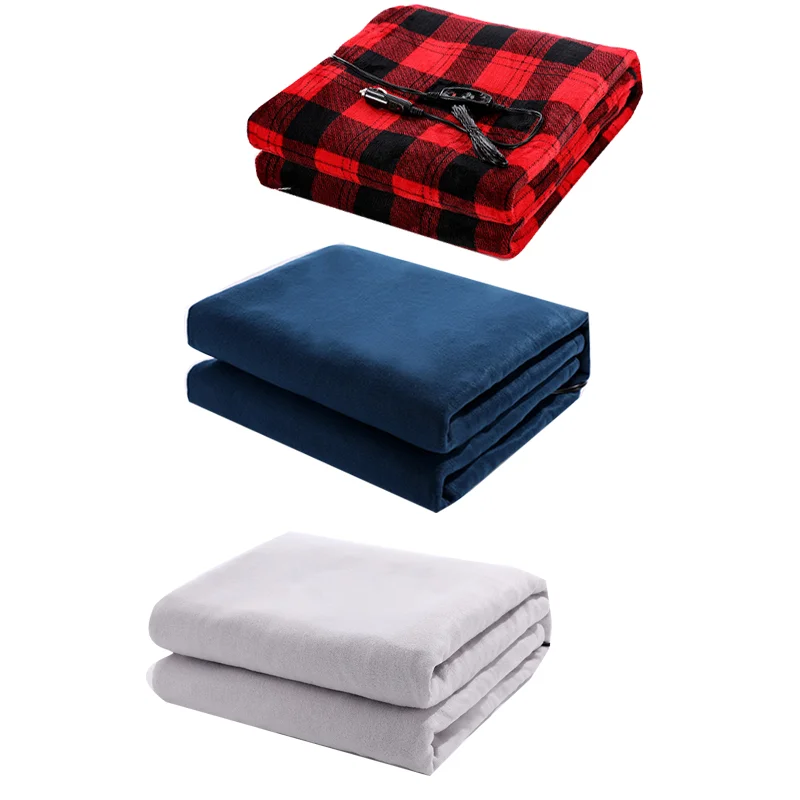 blue polyester 12 volt electric heated car blanket