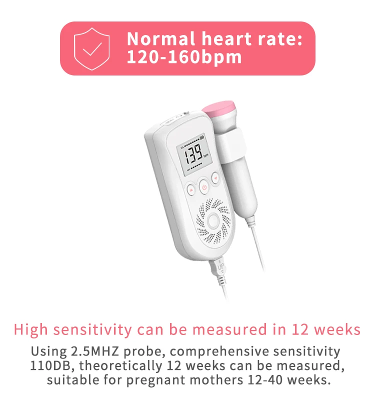 Ultrasound Baby Heart Rate Detector Portable doppler fetal recargable Monitor Maternal Digital Portable Pocket Fetal Doppler