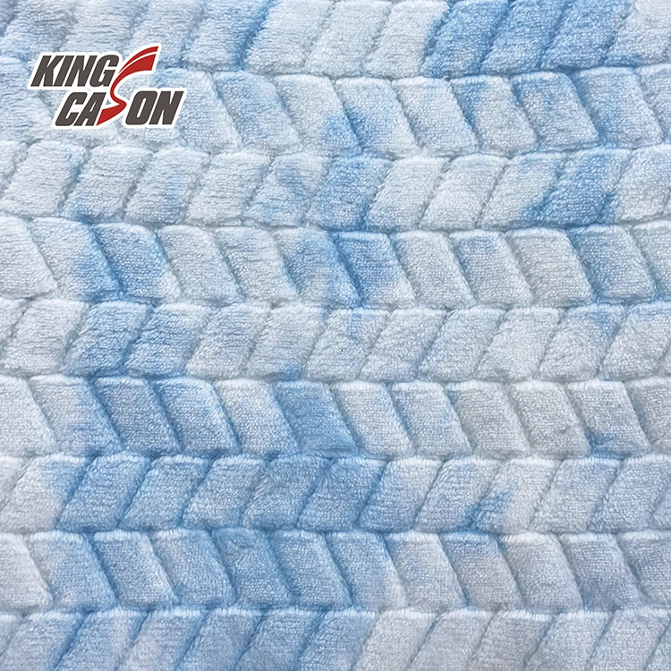 KINGCASON 2022 New Design Tie Dye One Side Brush Checkerboard Grid Jacquard Flannel Fleece Fabric For Home Textiles Decorations
