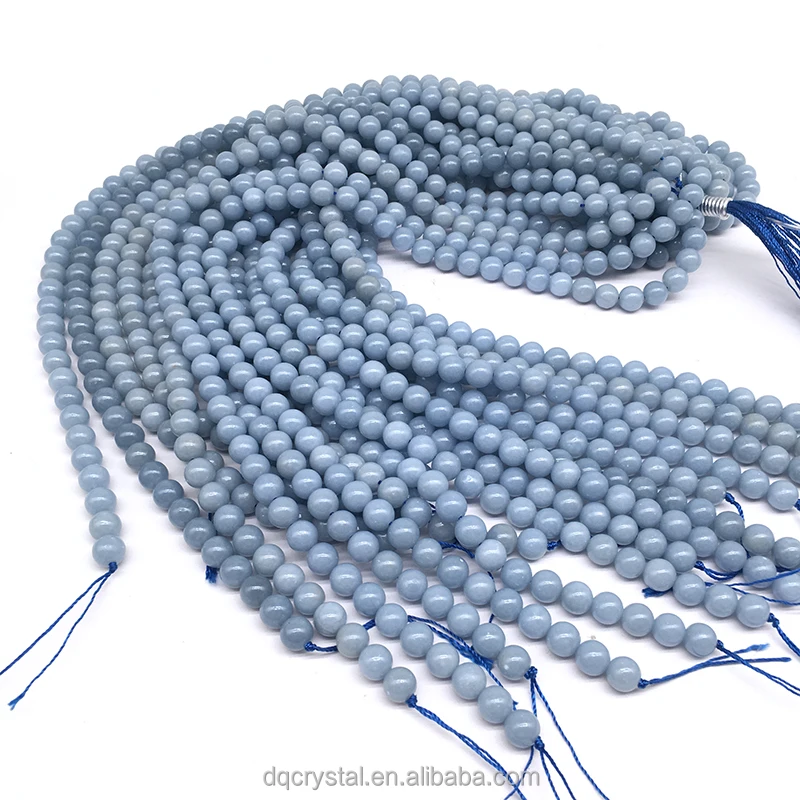 Crystal jewelry making angelite  bracelet supplies natural 8mm beads blue angelite stone feng shui bracelet for women gift