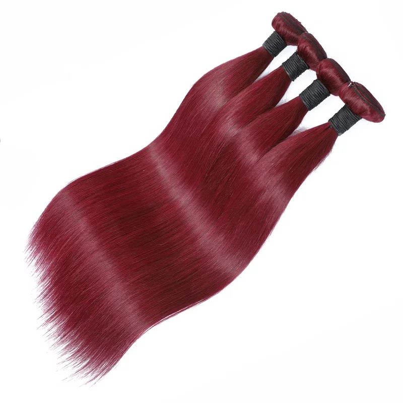 
Mellow Waves Indian Human Hair Silky Straight 99J Ombre Color Human Hair Bundles Virgin Remy Red Wine Human Weaving Extension 