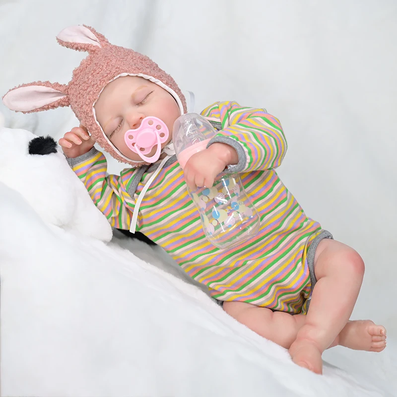 18 inch  Custom Doll Fashion Vinyl Rebirth Doll Soft Rubber Simulation Baby For Birthday Christmas Gift Reborn Dolls Painted