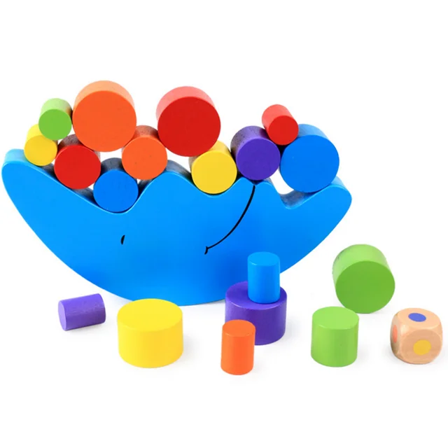 Hot selling wood building blocks toys exercise kids hand and eye coordination moon balance building blocks