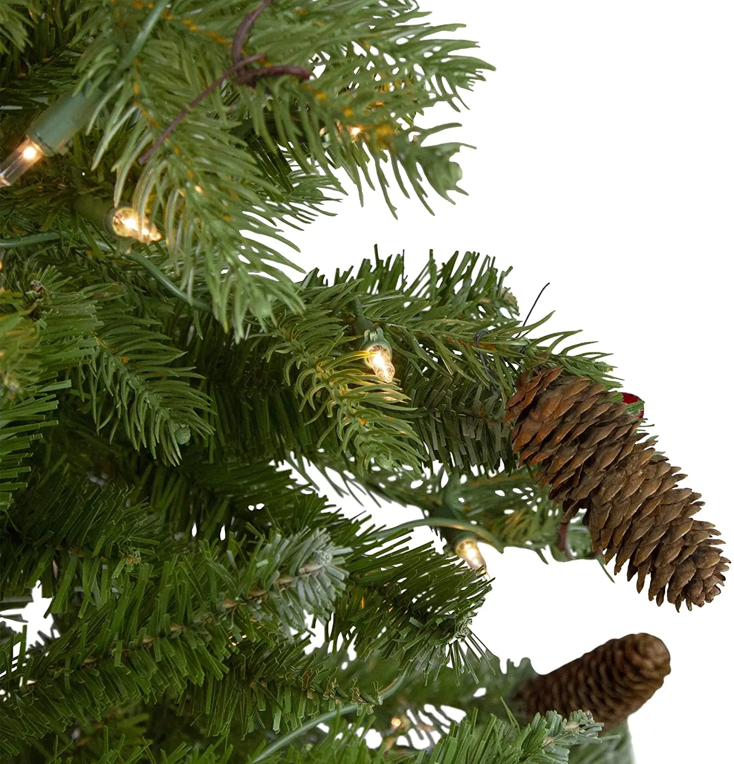 6.5 Ft Pre-Lit Mixed Winter Berry Pine Artificial Christmas Tree with  Clear Lights for Holiday Decor