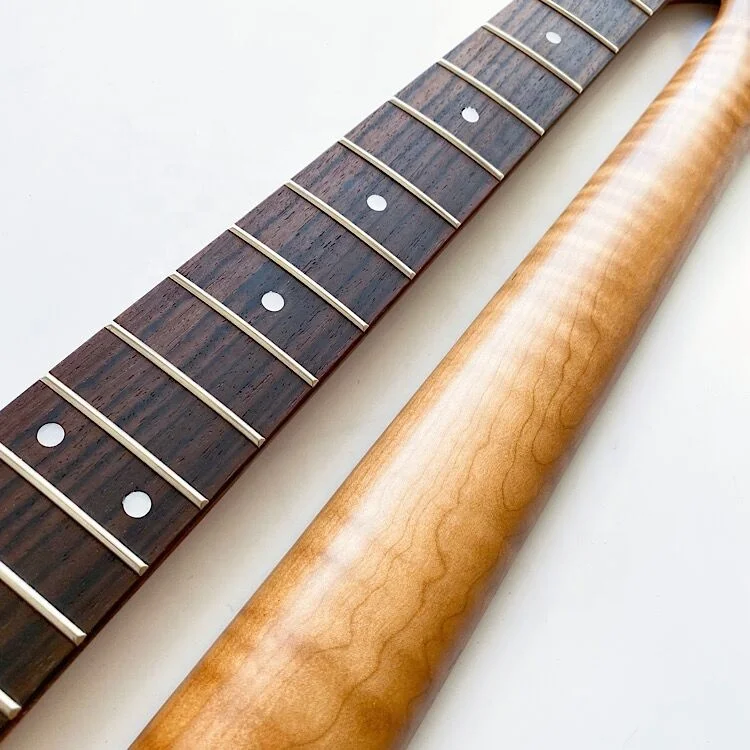 Custom 22 Frets Electric Guitar Neck ST Roasted Flame Maple Guitar Necks for Sale