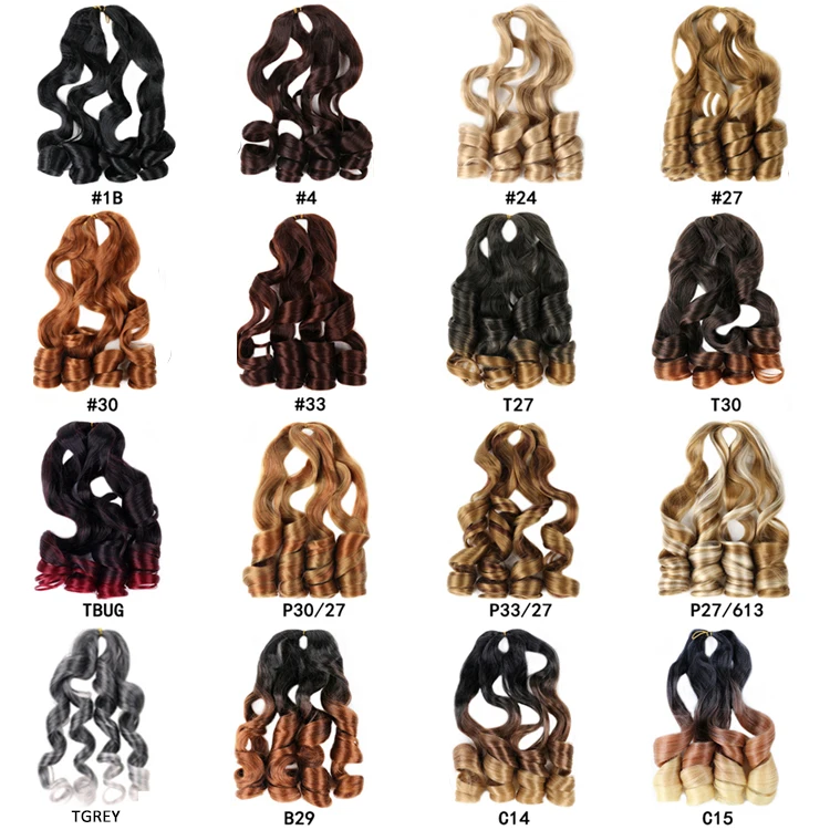 Free Sample Yaki Pony Style Wavy Crochet Braid Spiral Loose Wave Hair Extensions French Curls Synthetic Curly Braiding Hair