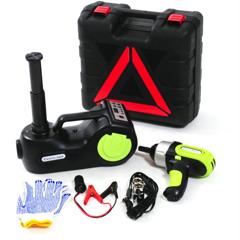 5 Ton 12V Road Emergencies Impact Wrench Tire Inflator Pump Car Jack Hydraulic Electric Car Jacks Kits With Led Light