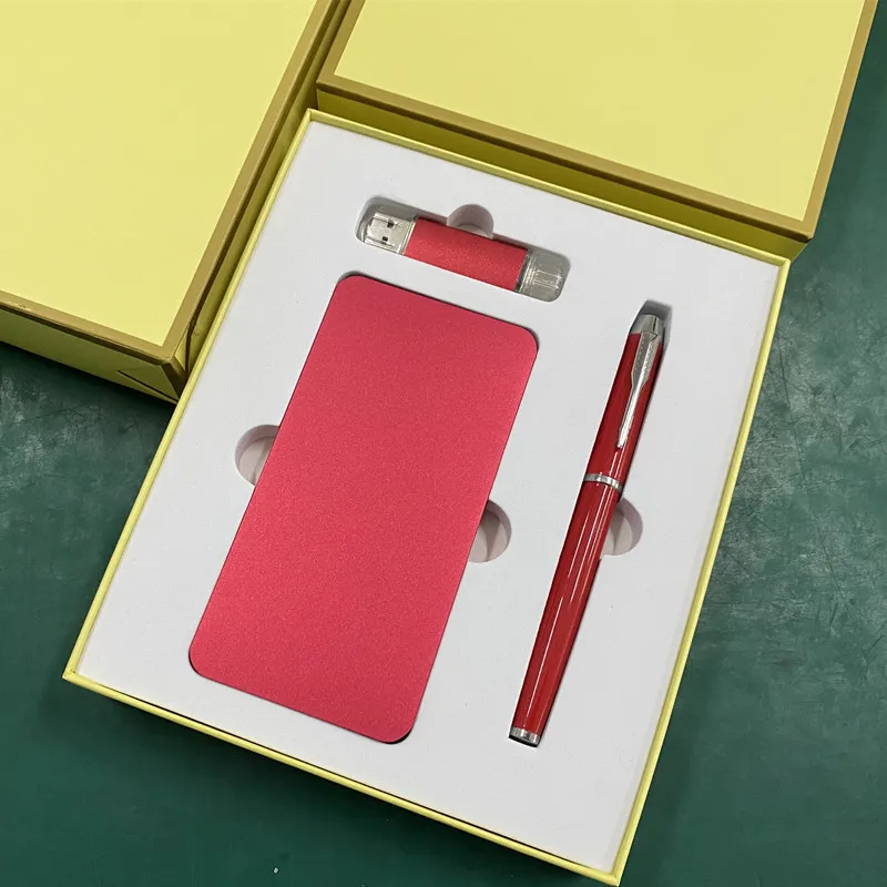 2022 JCX  hot sale powerbanks 10000mah & metal pen & pen drive 16gb gift sets with gift paper box