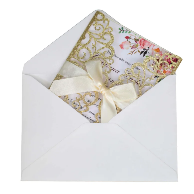 DIY handmade bow glitter gift wedding invitation cover Custom greeting card