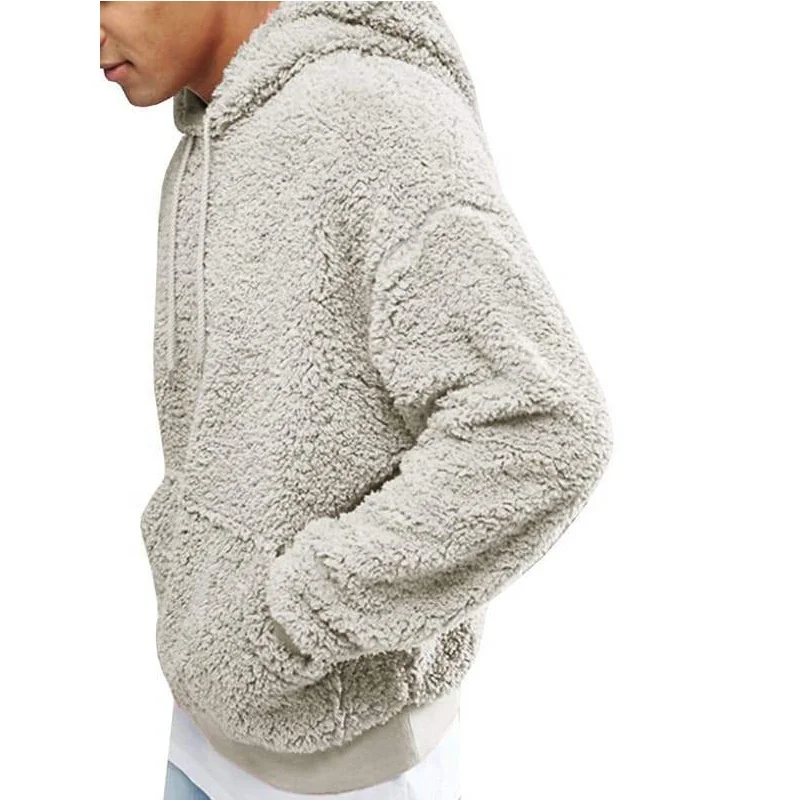 RBX Warm Faux Fur Hoodie Hooded Sweatshirt Tops Pullover Casual Men Hooded Baggy Winter Hoodies
