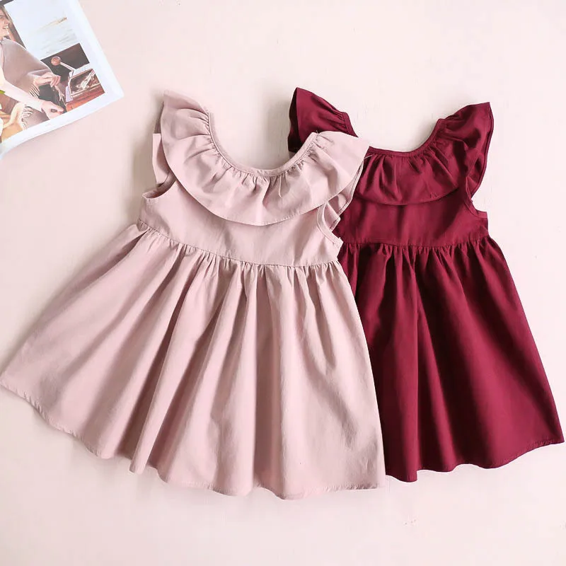 
Summer Cute Newborn baby girl sleeveless ruffle bowknot princess outfits baby girl dresses 