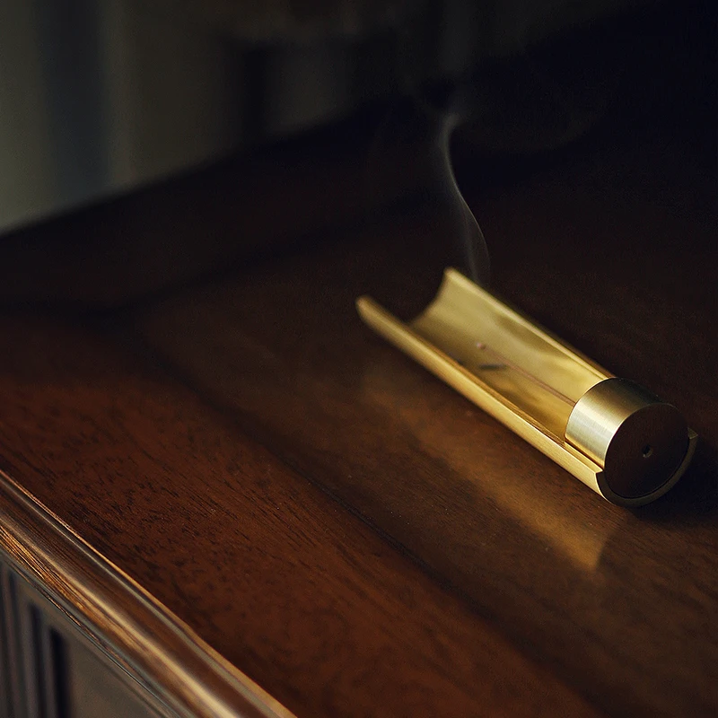Modern Solid Brass Incense Burner with Ash Catcher Gold  Incense Stick Holder for Indoor Outdoor Use Gold Incense Holder