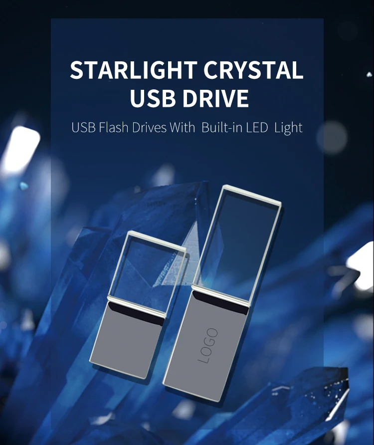 2021 gift usb memory drive crystal large capacity 4GB 32GB 64GB pendrive usb flash drive custom logo 128GB pendrive