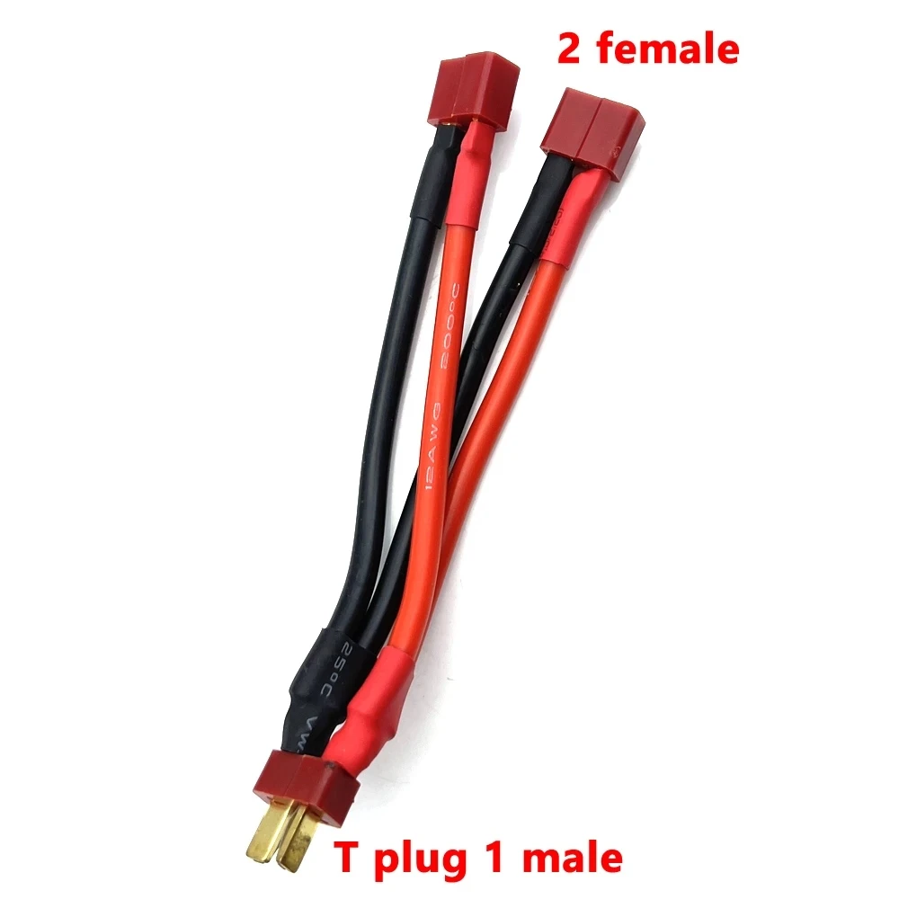 T plug XT60 XT90 Parallel Battery Connector Male/Female Cable Dual Extension Y Splitter 2/3Way Silicone Wire for RC Battery