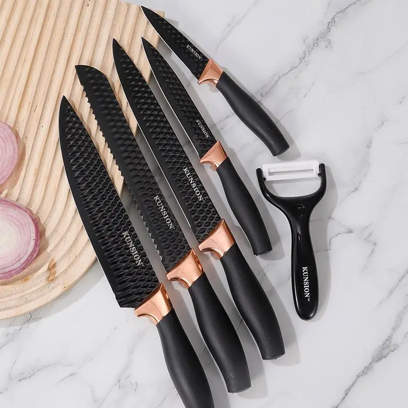 6pcs Nordic Color Home Kitchen Stainless Steel Accessories Chef Meat Chopping Knife Set