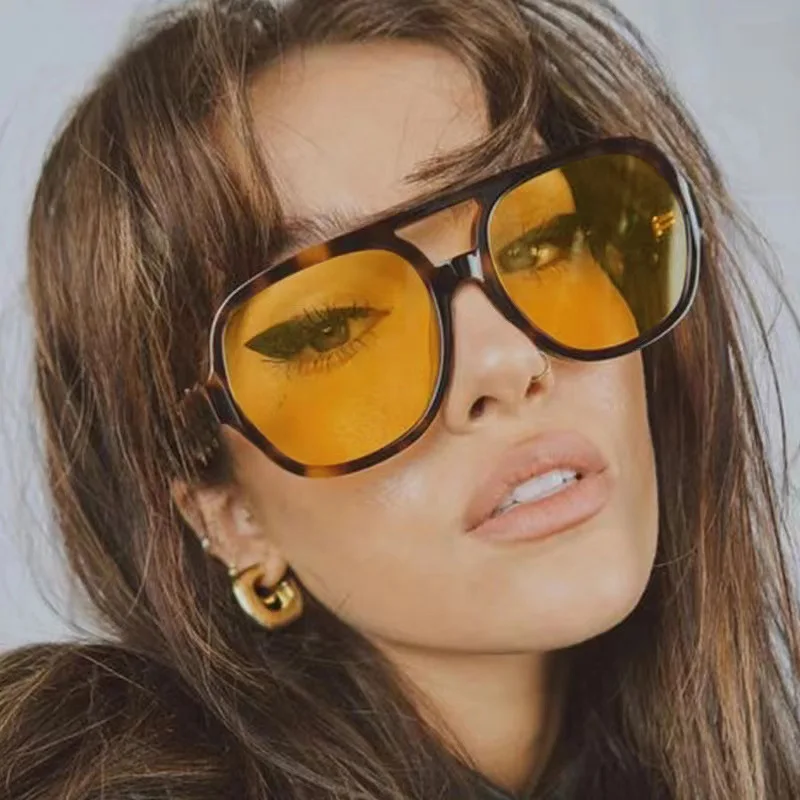 98061 European and American cross-border new sunglasses trend retro double beam sunglasses ins ocean piece  large frame eyewear