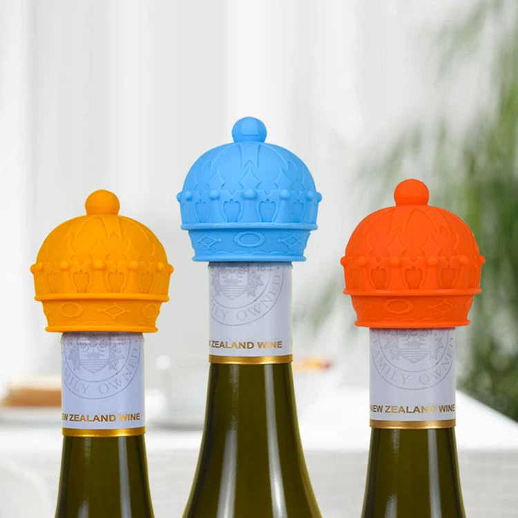 Custom Personalized Crown Shape Whisky Bottle Cap Silicone Wine Stopper