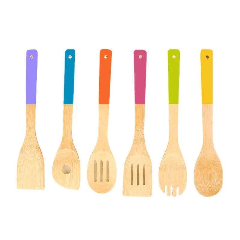 BAMBUS Wooden Spoons Utensils for Cooking with Holder Natural Teak Wooden Kitchen Utensils Set with Spoon Rest Comfort Grip