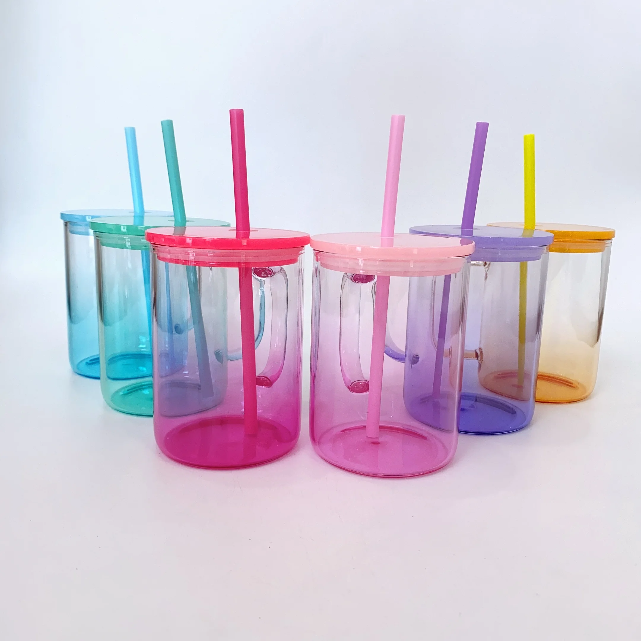 US warehouse in stock  17oz jelly mugs with PP plastic lid and straw clear ombre jelly for UV DTF sticker For hot printing