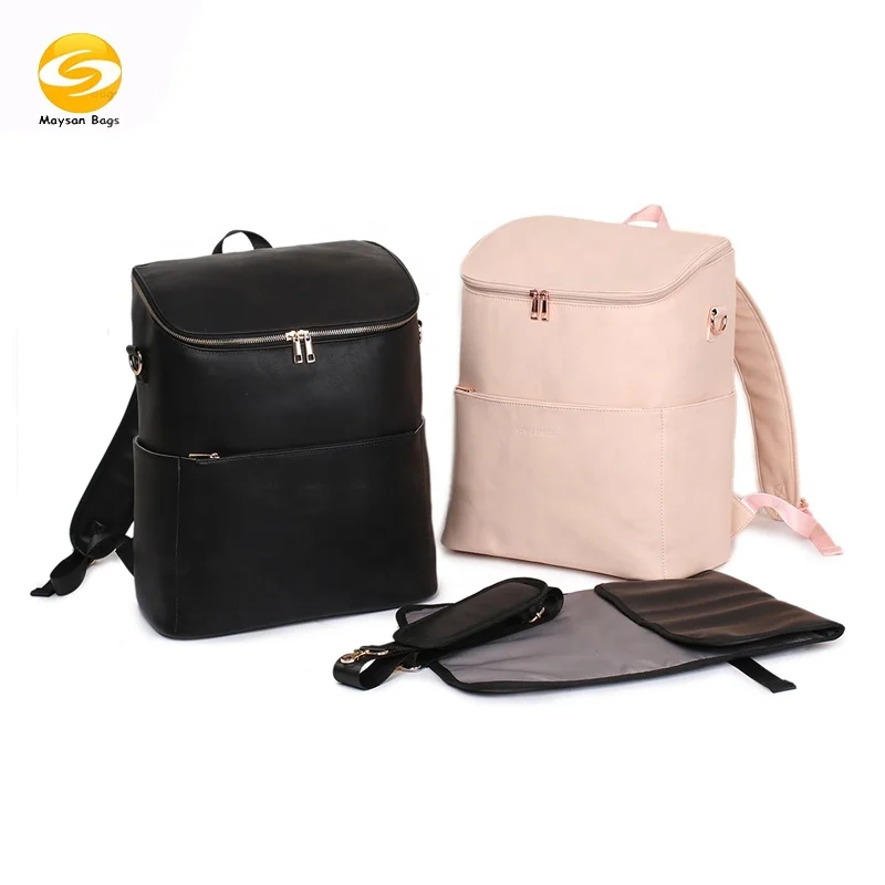 scratch-proof vegan leather diaper bags large capacity baby bags included changing mat and stroller straps