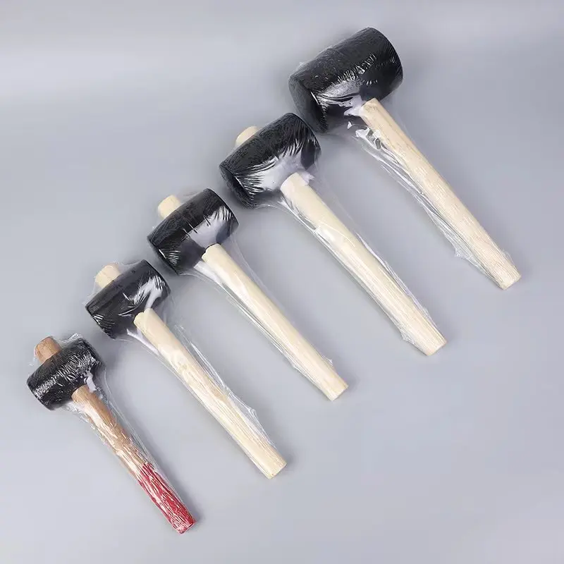 High quality Black white wooden handle soft rubber hammer for floor installation