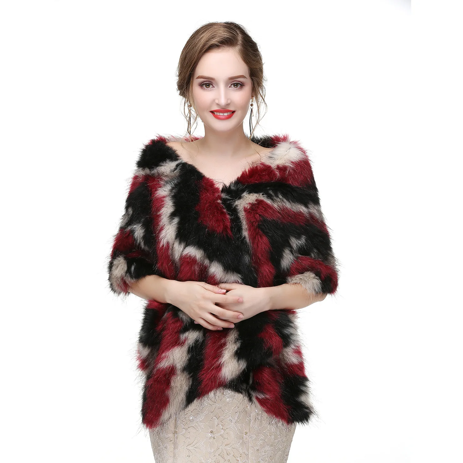 2022 new style bride winter warm fur cape wedding dress faux fox fur vest custom faux fur shawl