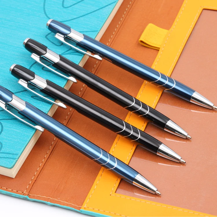 
Best metallic promotion click metal ballpoint luxury aluminum pen with custom logo printed 