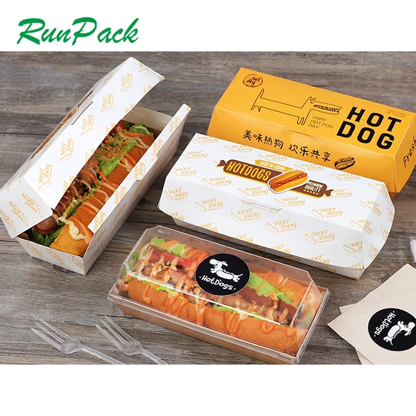 Takeaway Cardboard Paper Packaging Tray Fast food Hot dog Burger Fried Chicken Chips French Fries Packaging Box Container