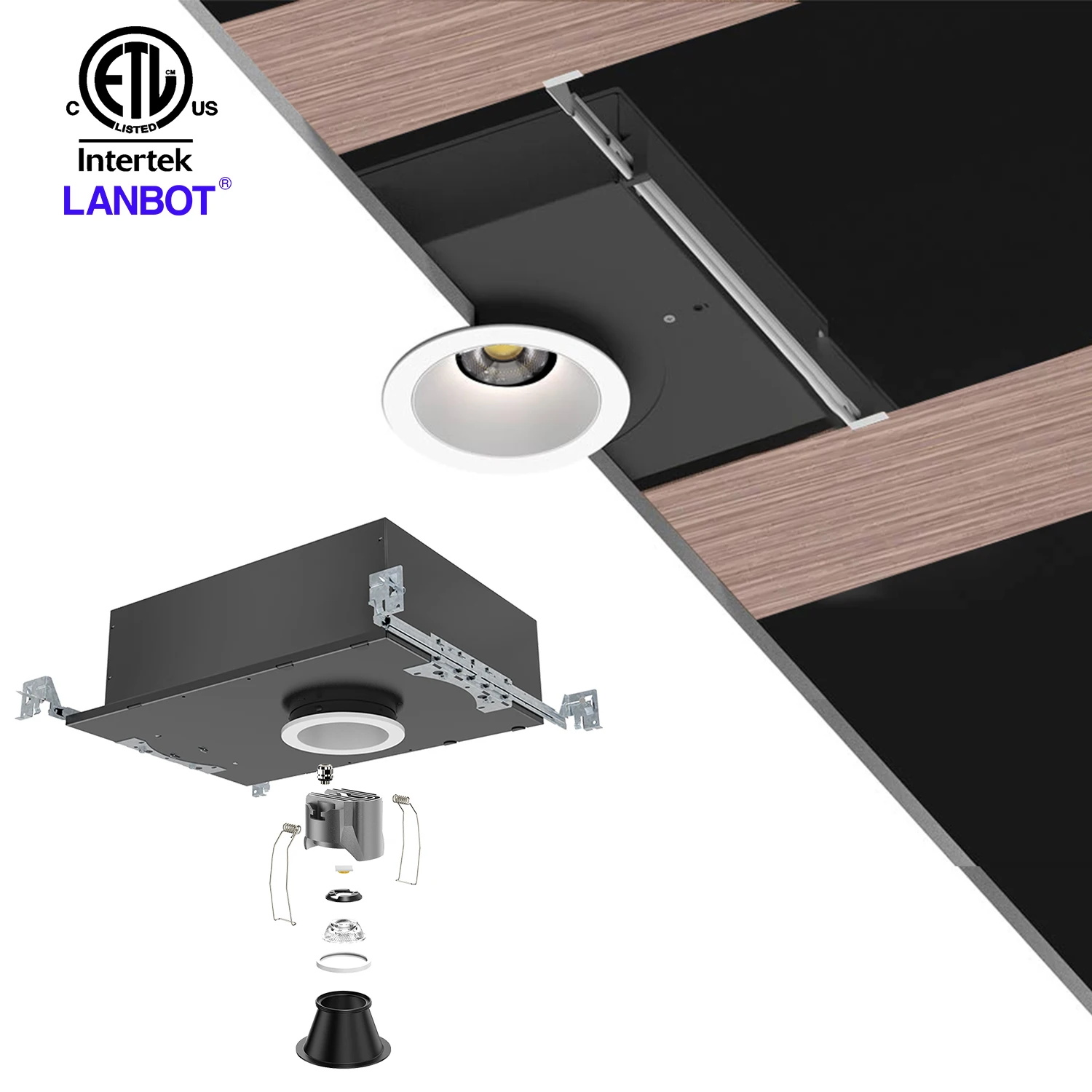 Lanbot ETLWhite Waterproof IP65 Round led Recessed Ceiling Down Spot Lighting Commerical Downlight
