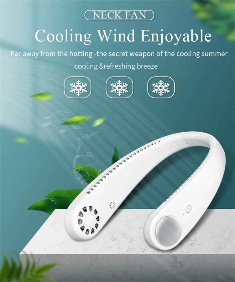 New style Mini USB Portable Electric Cooling Leafless With Music Function Neck Fan blue tooth outdoor sport Neck Fan Headset