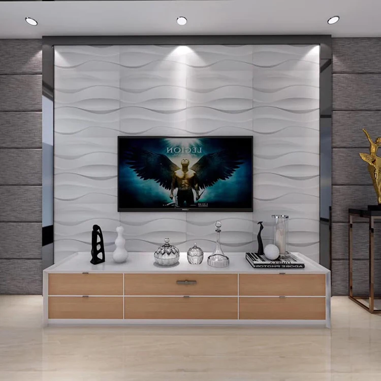 
Wholesale cheap price 19.7 in. x 19.7 in. Ripples PVC Decorative TV Backsplash Panel in Argent Silver 