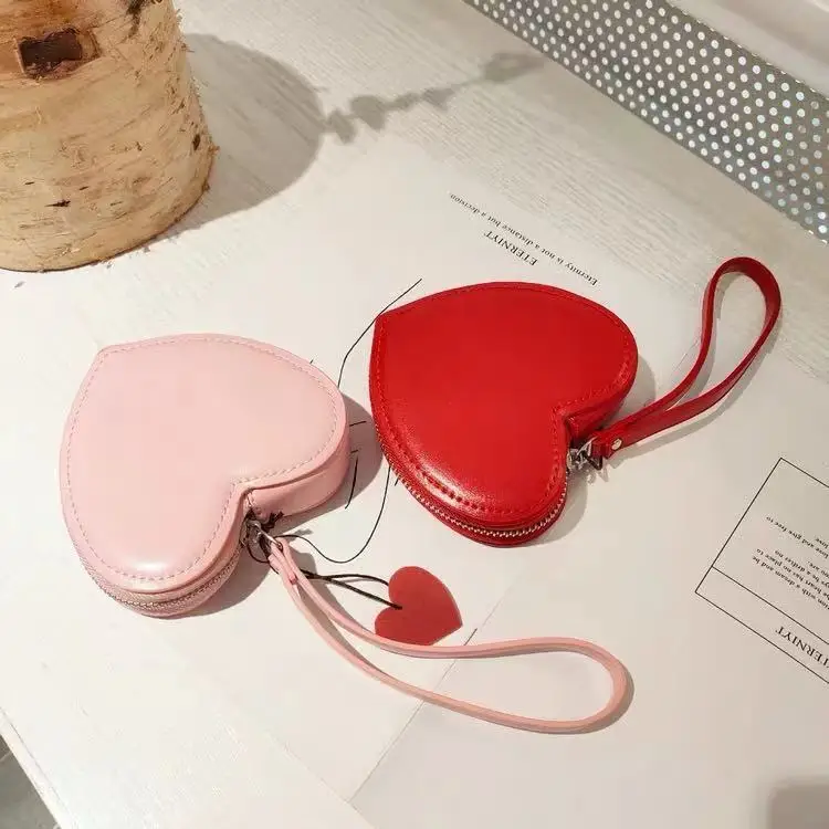 Шикарный женский маленький кошелек в форме сердца для девочек кожаный монет детей