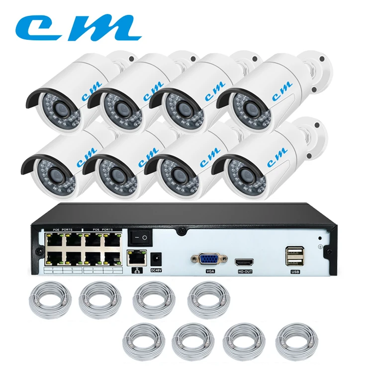  H.265 8CH NVR 5MP Bullet Home Security POE IP Camera CCTV
