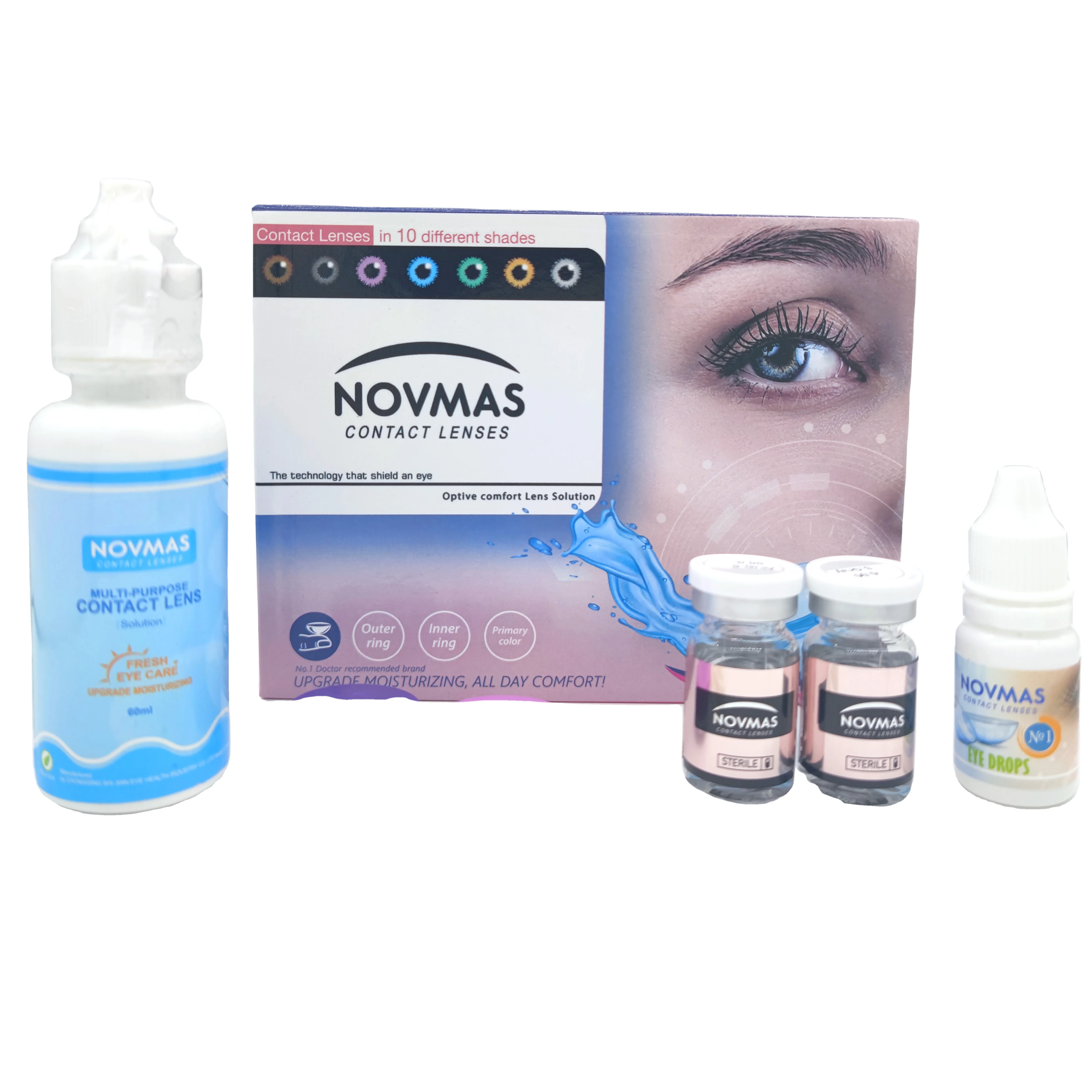 Novmas 3 Tone Color 14.2mm Lens Fashion Colored Women Beautiful Contact Lens Set