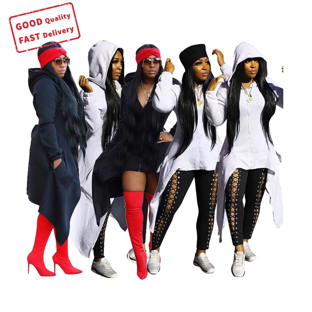 
GQ0718 new fashion ladies autumn hoodie solid color zipper long sleeved butterfly tail irregular stitching casual women hoodie 